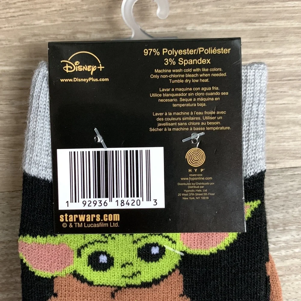 Hyp Star Wars The Mandalorian Baby Yoda Grogu Men Crew Socks 2 Pairs StarWars 🆕